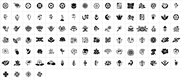 MiniPics LilFlowers  glyph index