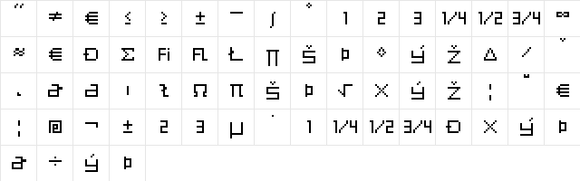 Eboy EXTBetaExpert  glyph index