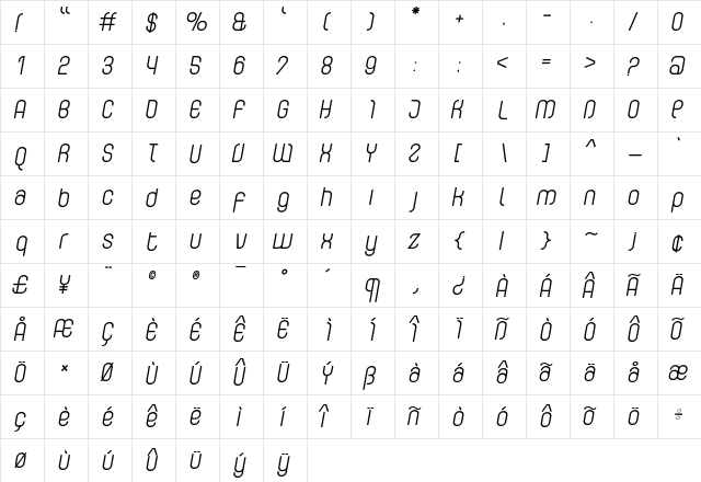 Curvature Regular  glyph index