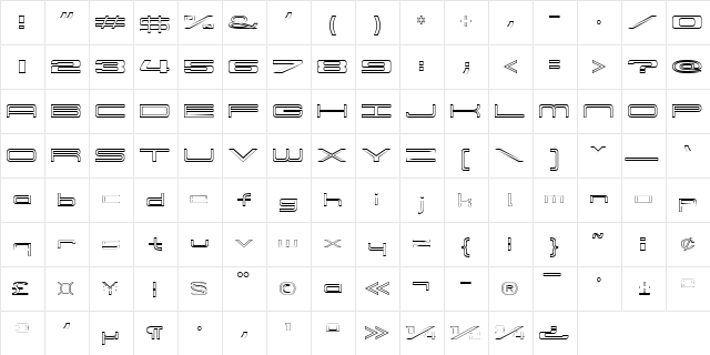 914-OUTLINE Regular  glyph index