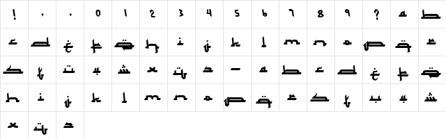 Mukadimah Regular  glyph index