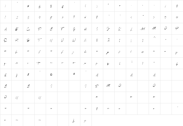 Boldris Regular  glyph index