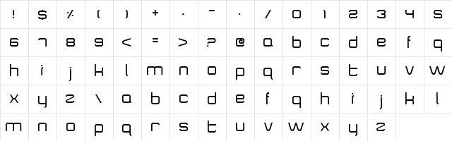 SquareType B Regular  glyph index