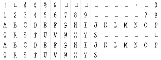 Hollow Xt Regular  glyph index