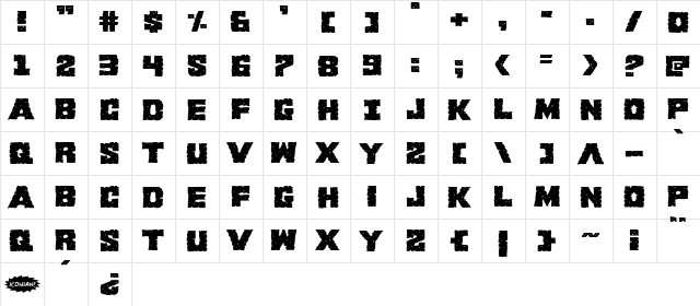 King Commando Expanded Expanded  glyph index