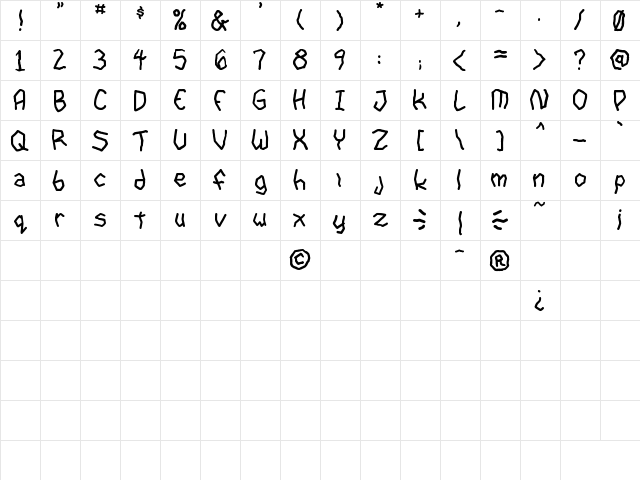 goon spectre TBS Regular  glyph index