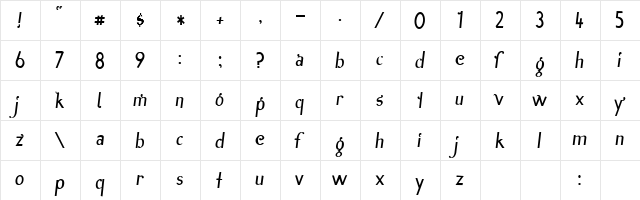 Inn Regular  glyph index