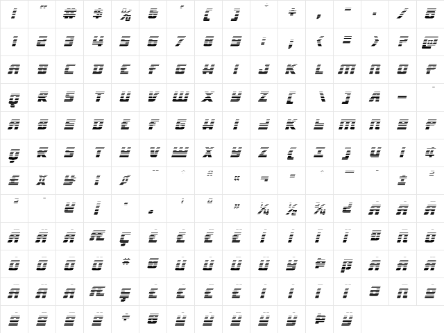 Hong Kong Hustle Gradient Italic Italic  glyph index