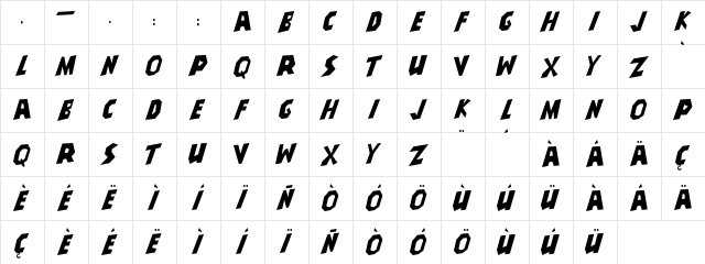 JMH Super Science Regular  glyph index