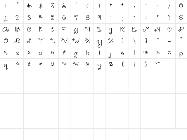 CK Diva Regular  glyph index