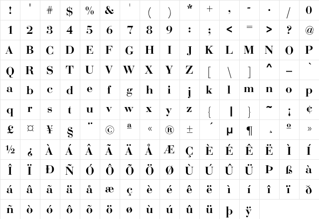 Etosha-Bold Regular  glyph index