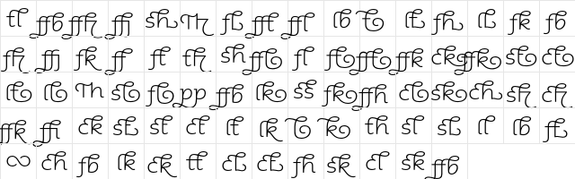 AspectSwashLigatures Light  glyph index