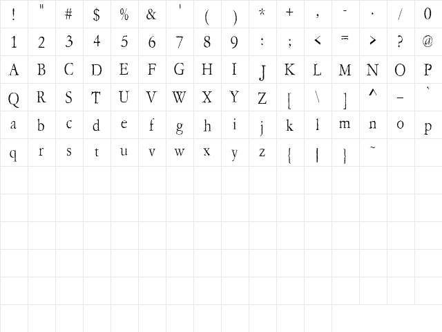 CK Extra Regular  glyph index
