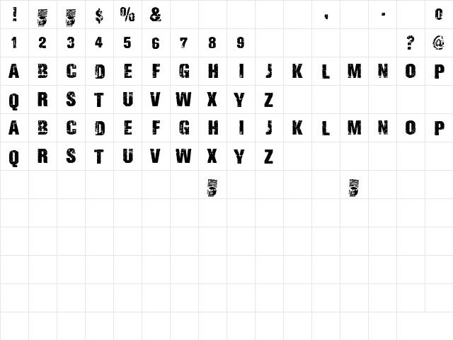 Big Dealer Regular  glyph index