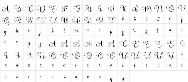 Aishiteru Lover Regular  glyph index