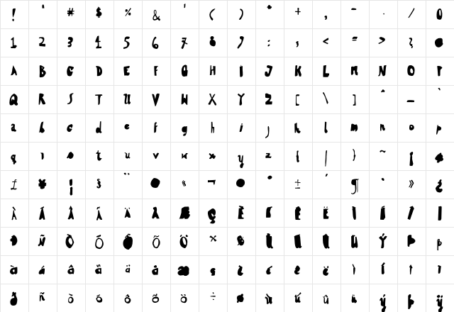 HVD Steinzeit Fill In  glyph index