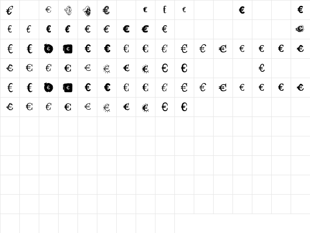 EmigreEuro Regular  glyph index