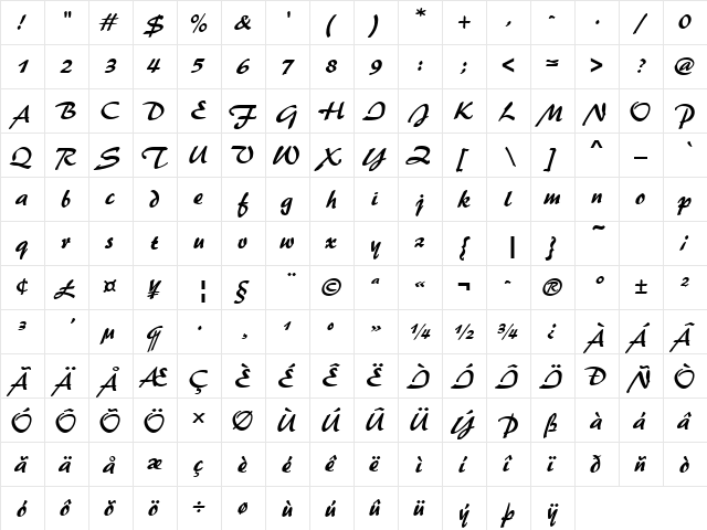 PaletteD Regular  glyph index