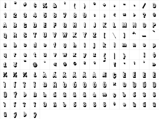 Gunplay 3D  glyph index