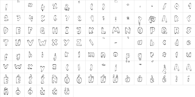 Helter Skater Normal  glyph index