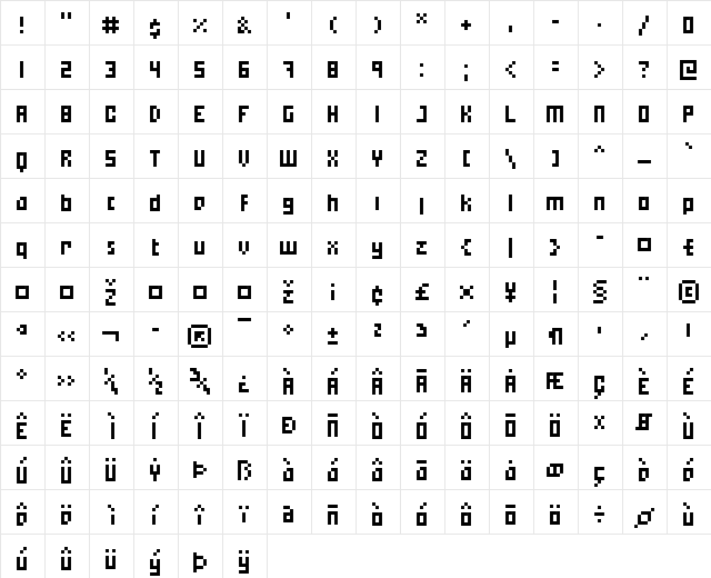 PF Qubit Regular  glyph index