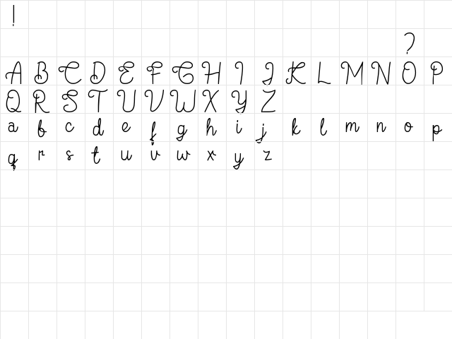 Flamingo DEMO Regular  glyph index