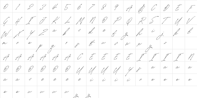 SignatureVP Regular  glyph index