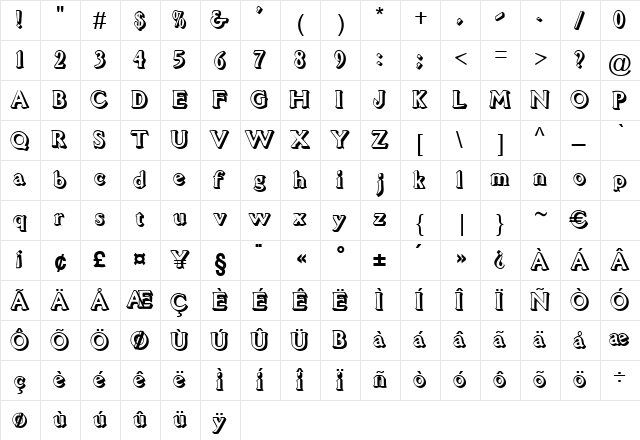 Triathlon Regular  glyph index