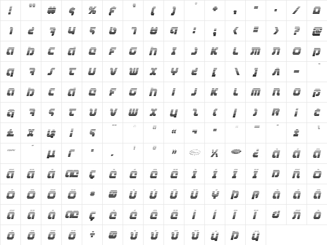 Combat Droid Gradient Italic Italic  glyph index