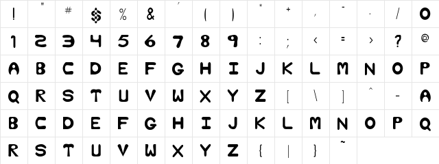Bubble Thin Regular  glyph index