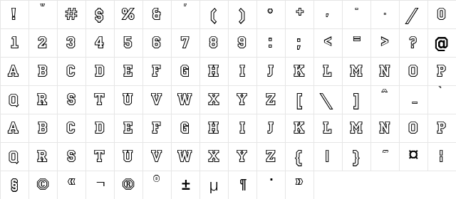 a_CampusOtl Regular  glyph index
