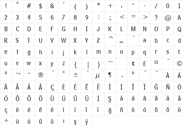 00399 Address  glyph index