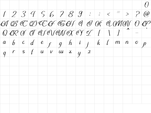 Rheinalita Personal Use Only Regular  glyph index