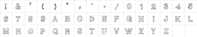 Flunder Regular  glyph index