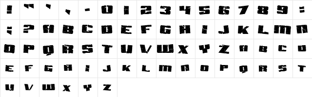 Aftershock Debris Regular  glyph index