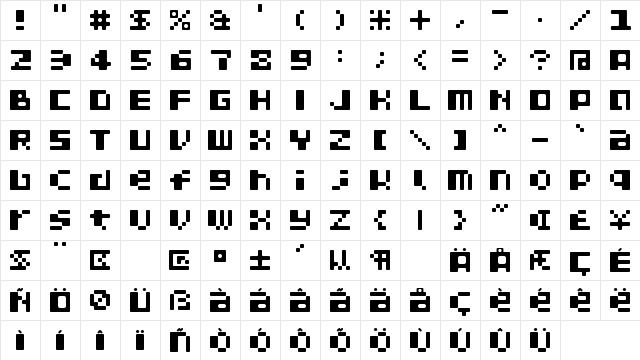 Template 6  glyph index