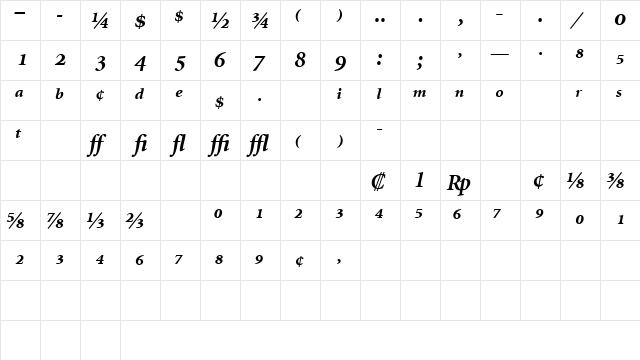 AtlantixProBlackSSK BoldItalic  glyph index