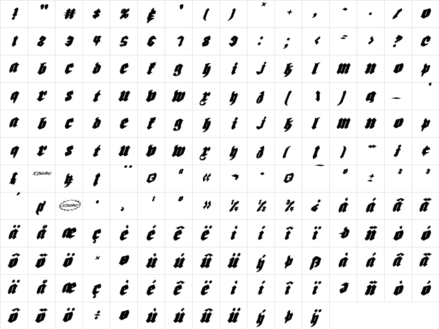 Bierg䲴en Italic Italic  glyph index