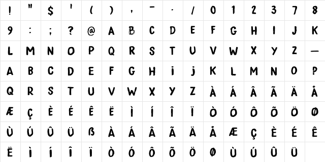 Midnight Sun DEMO Regular  glyph index