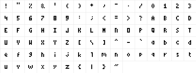 TI-83+ Graph Screen Font Regular  glyph index