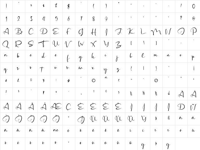 Hadriel Regular  glyph index