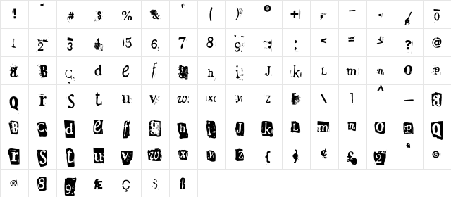 Bighouse Regular  glyph index