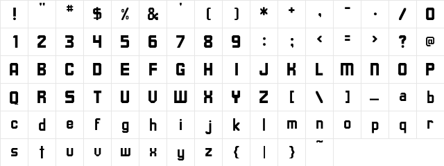 Dishrow Regular  glyph index