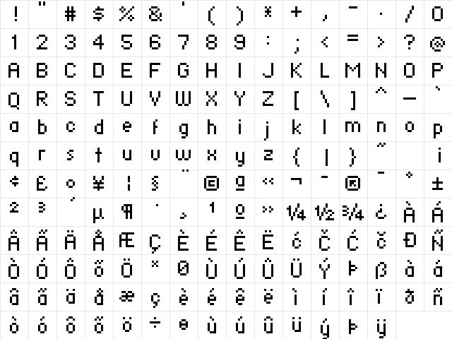 standard 07_56 Regular  glyph index