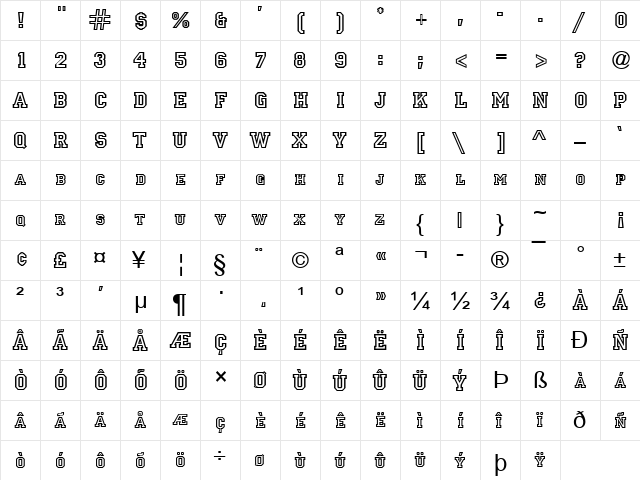 Ivy Leaguer Normal  glyph index