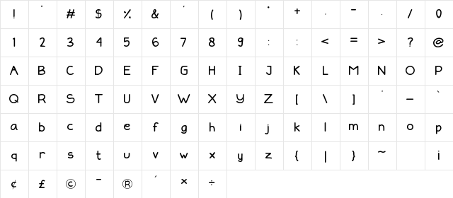 Brantone Regular  glyph index