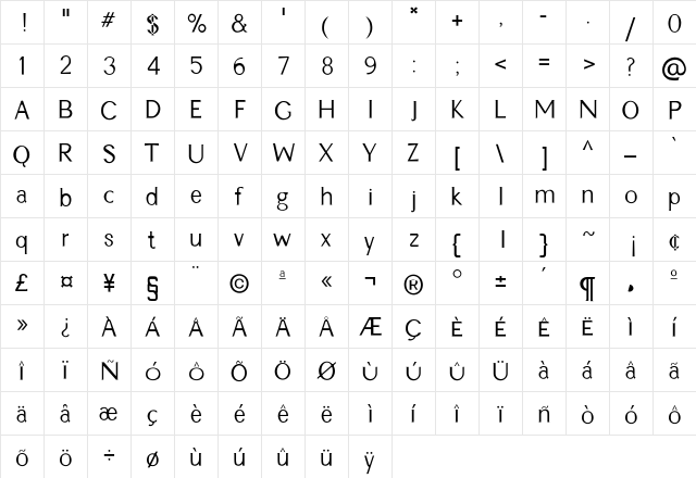 Litalitha Regular  glyph index