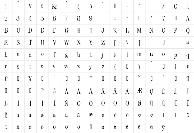 Pike Regular  glyph index