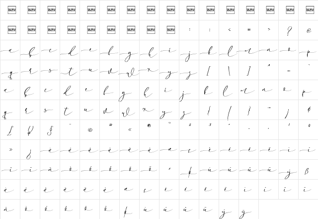 Islandia Regular  glyph index