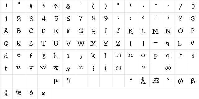 Idolwild Regular  glyph index